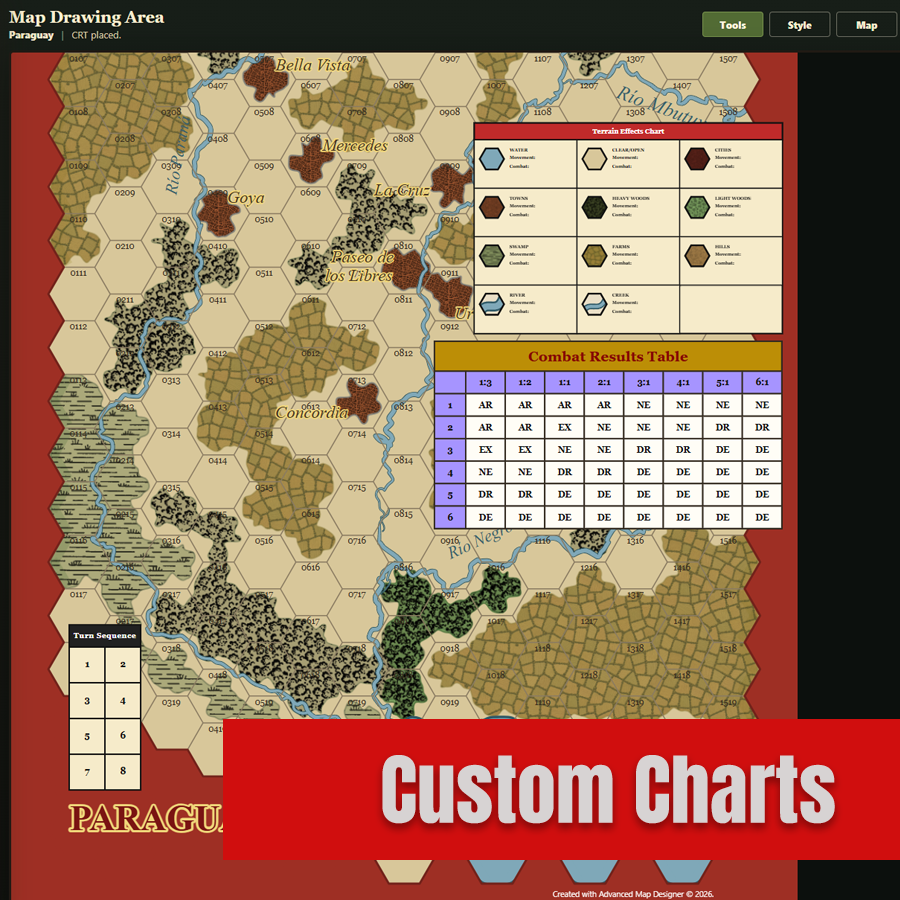 Custom charts example made with Advanced Map Designer